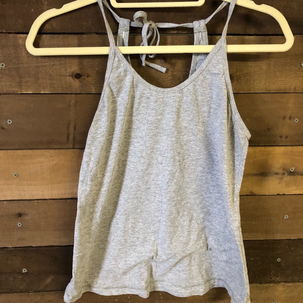 Grey tank top tie back
